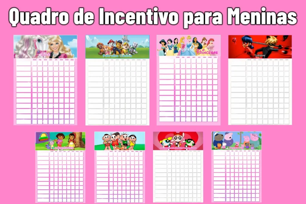 Quadro de Incentivo Infantil para Imprimir para Meninas