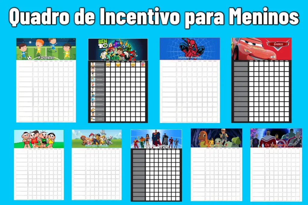 Quadro de Incentivo Infantil para Imprimir para Meninos