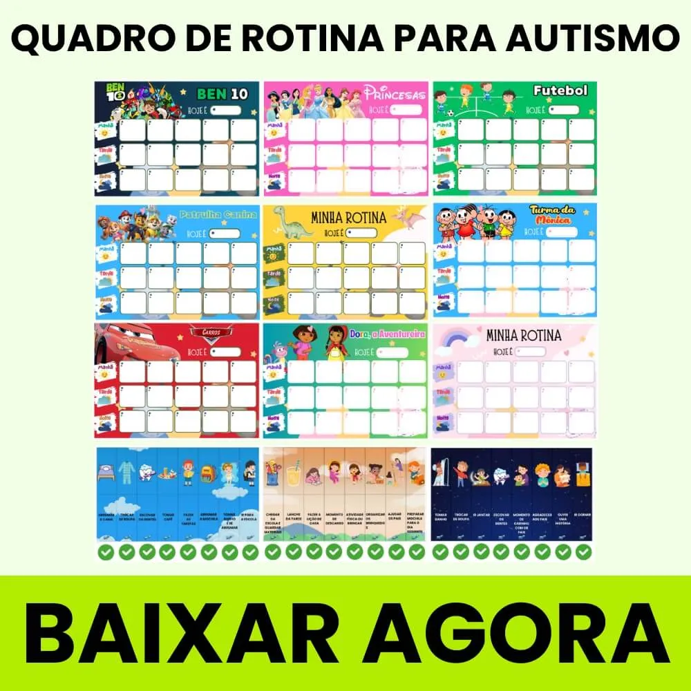 Quadro de Rotina para Autismo para Imprimir em PDF