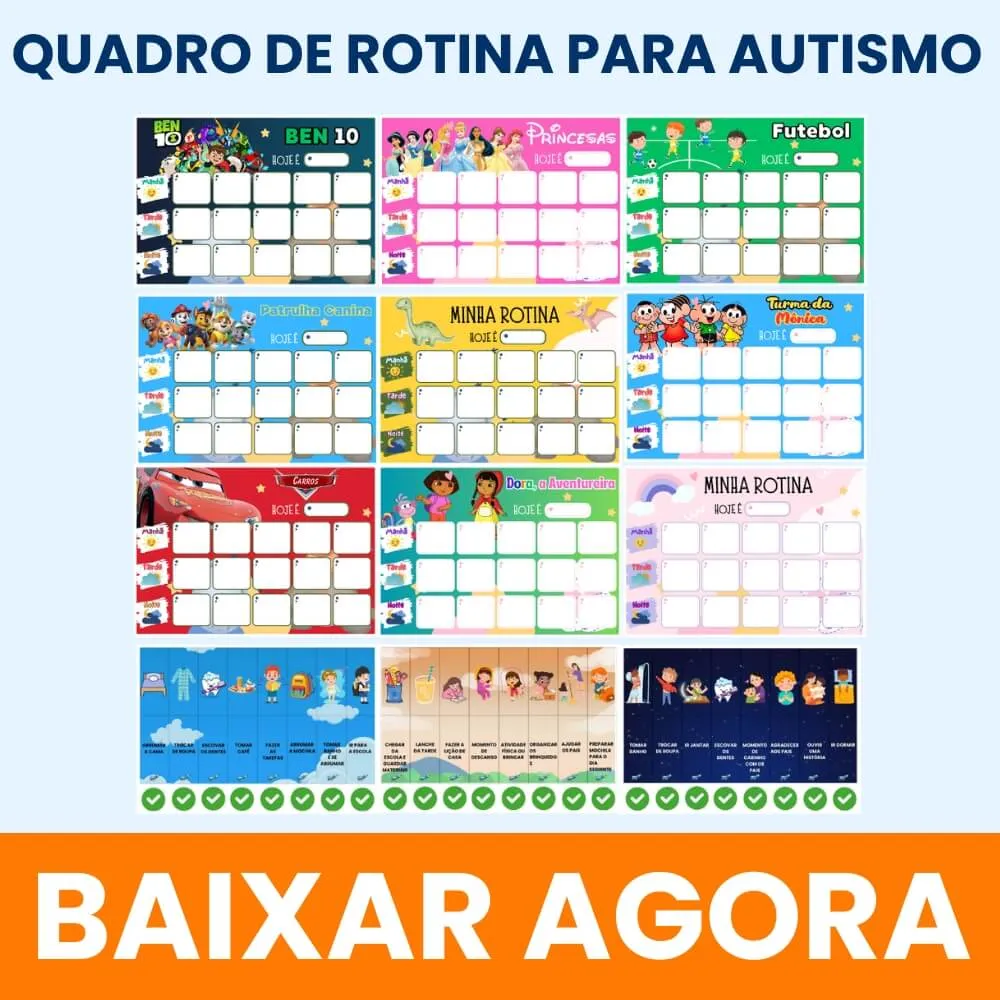 Quadro de Rotina para Autismo para Imprimir em PDF