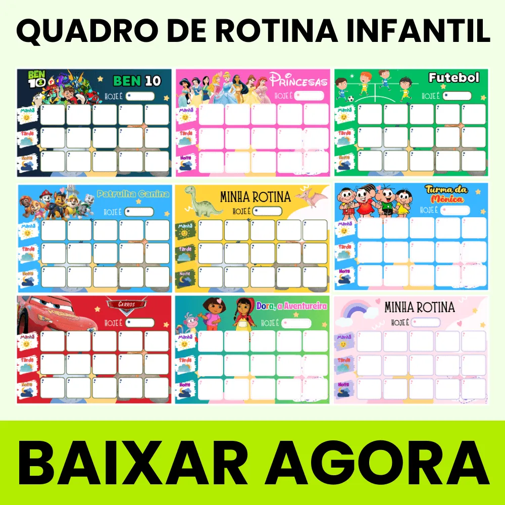 Quadro de Rotina Infantil para Imprimir em PDF