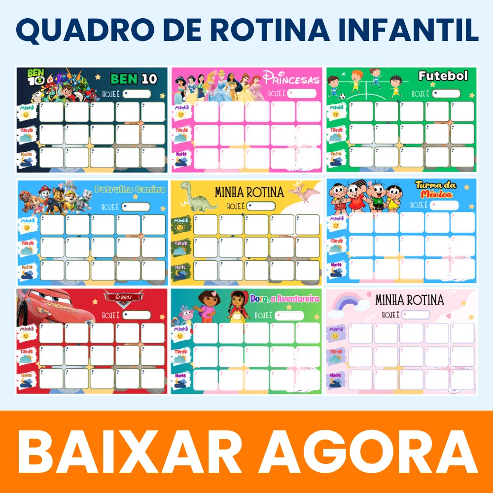 Quadro de Rotina Infantil para Imprimir em PDF