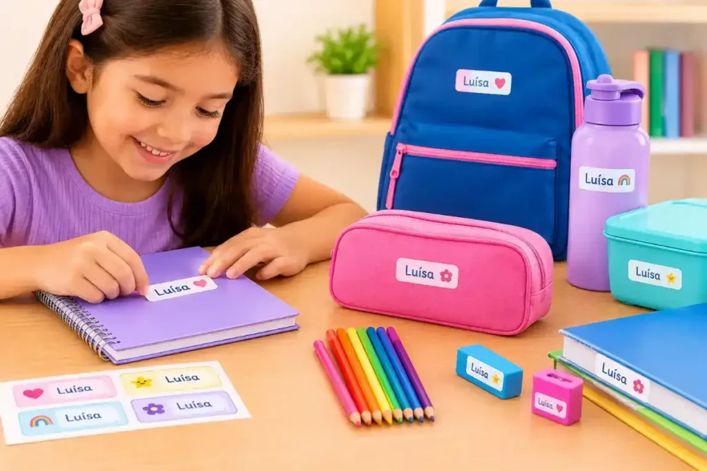 Como usar etiquetas escolares para identificar os pertences
