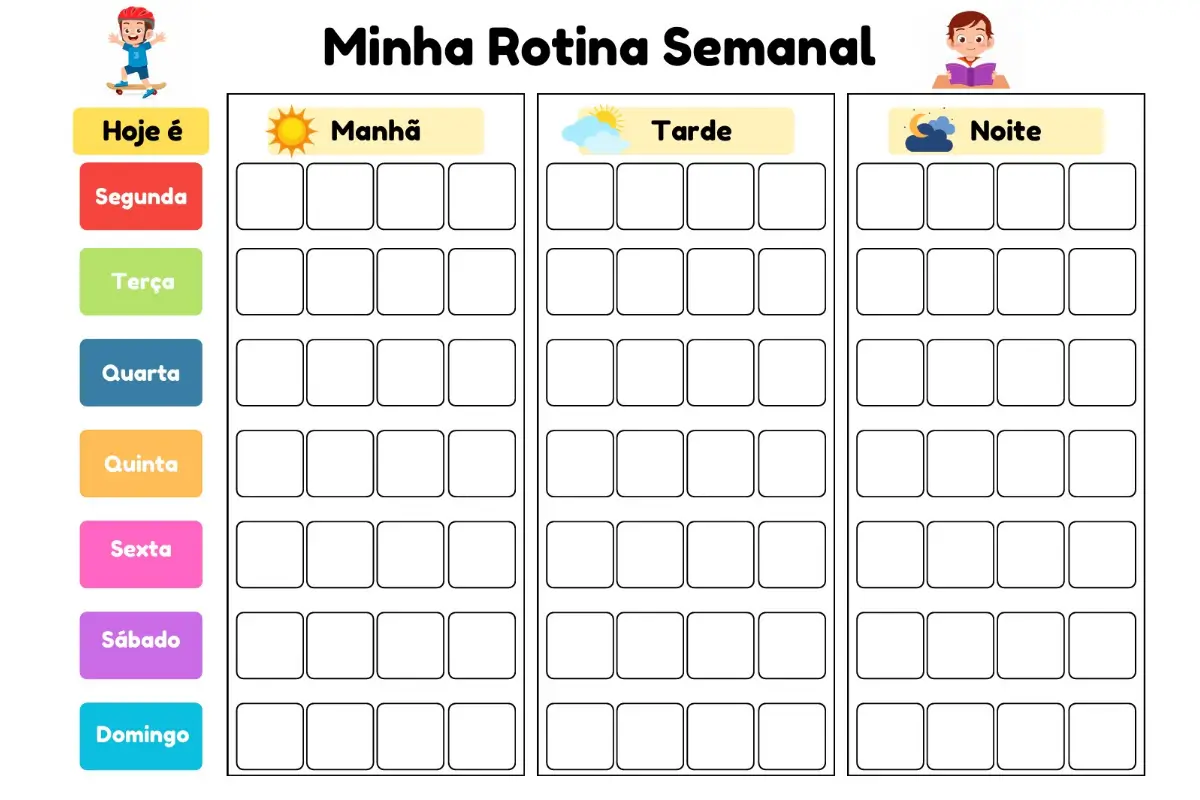 Quadro de Rotina Infantil Grátis para Imprimir PDF