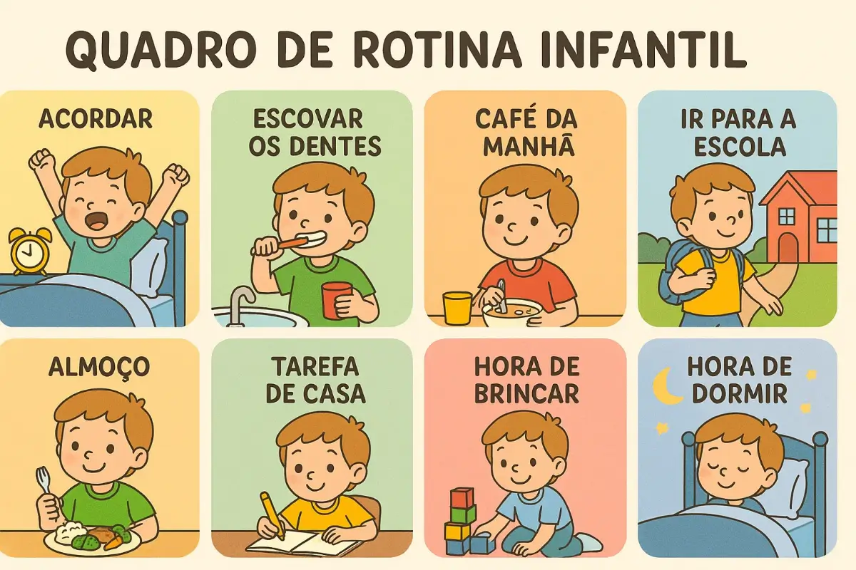 Qual é o objetivo de um quadro de rotina infantil?