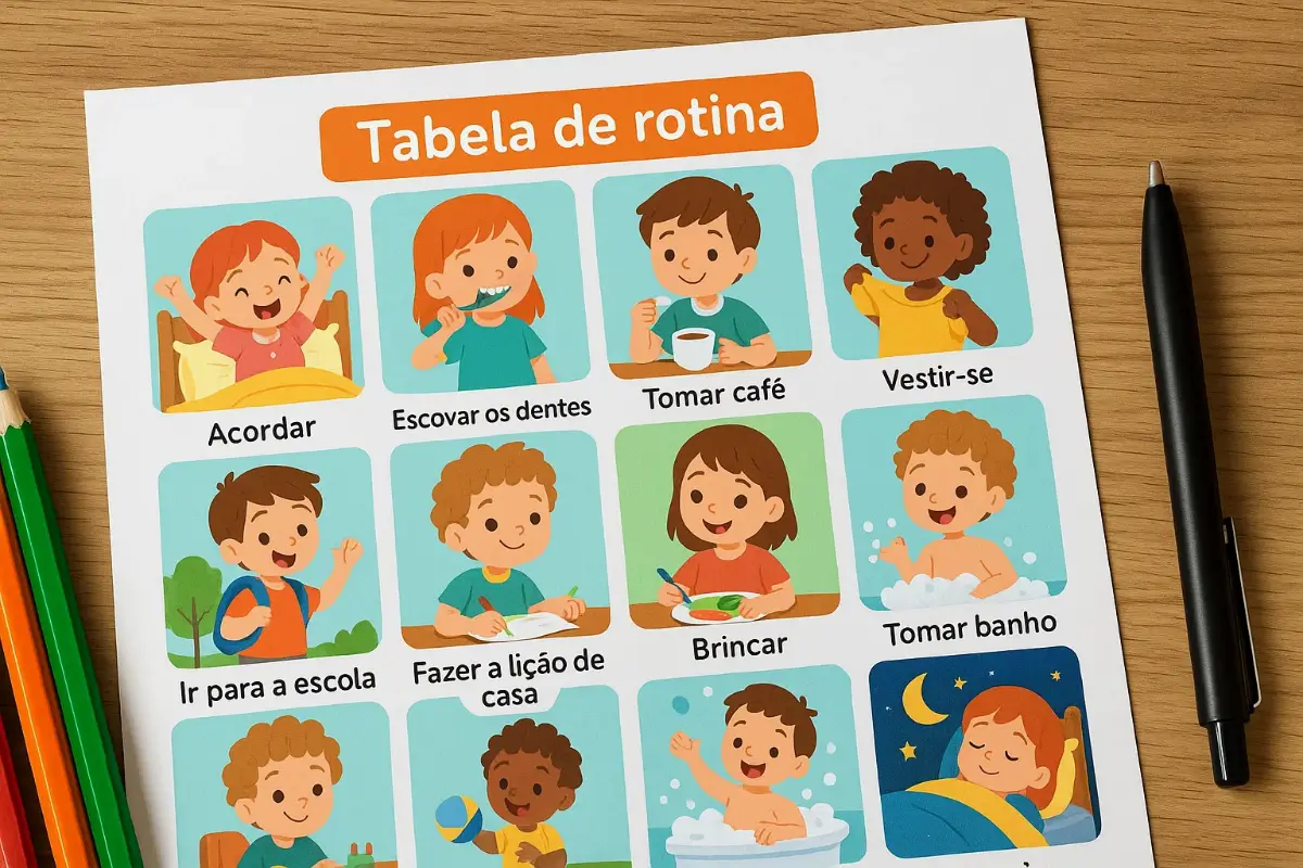 Tabela de rotina diária infantil para imprimir PDF