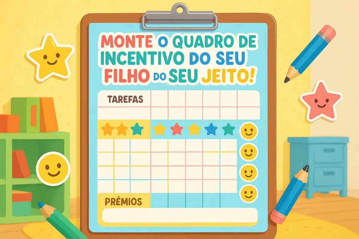 Quadro de Incentivo Infantil para Editar e Personalizar