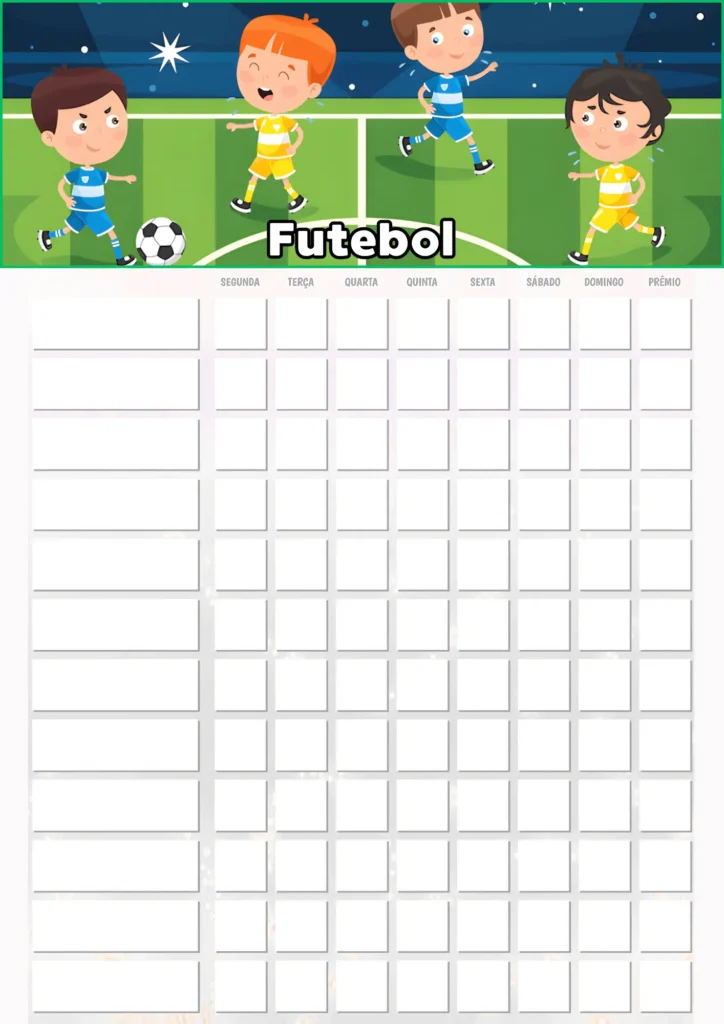 Quadro de Incentivo Infantil para Imprimir PDF Futebol