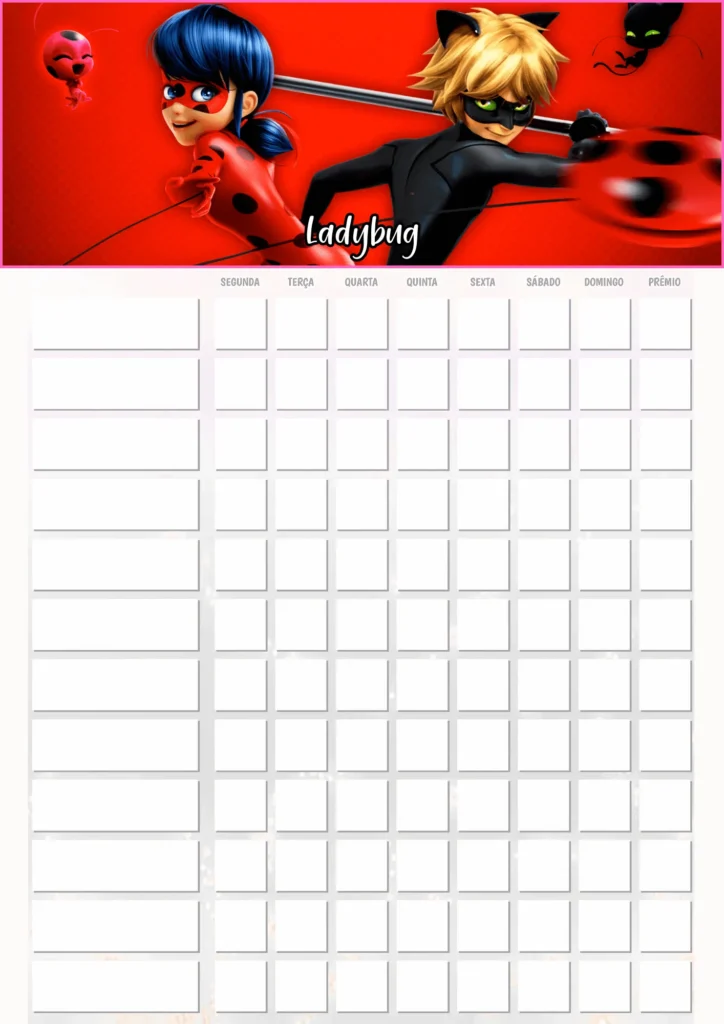 Quadro de Incentivo Infantil para Imprimir PDF Ladybug