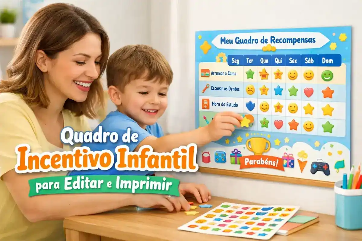Quadro de Incentivo Infantil para Editar e Imprimir