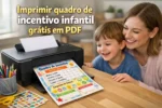 Imprimir quadro de incentivo infantil grátis em PDF
