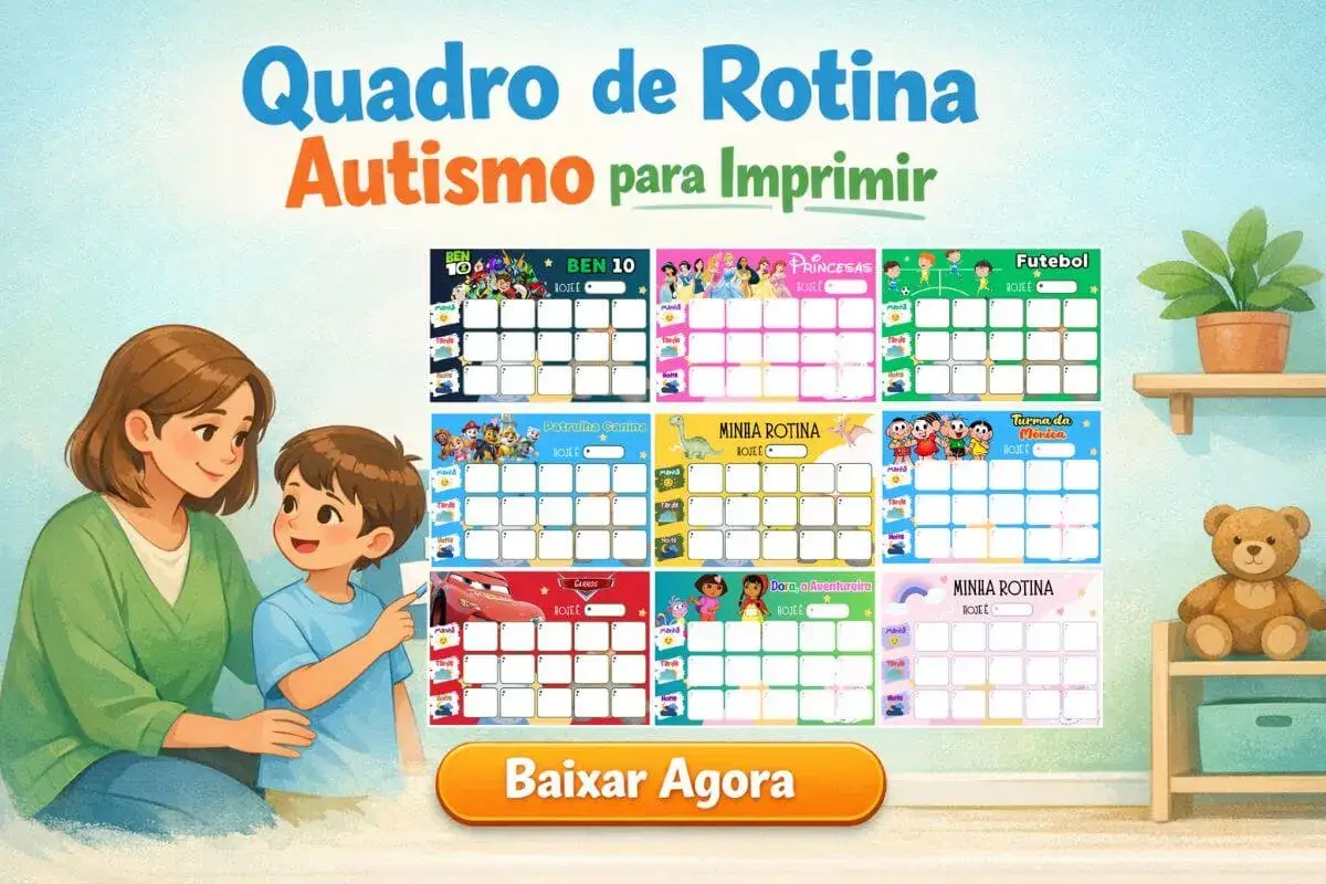 Quadro de rotina para autismo para imprimir PDF: Baixe agora