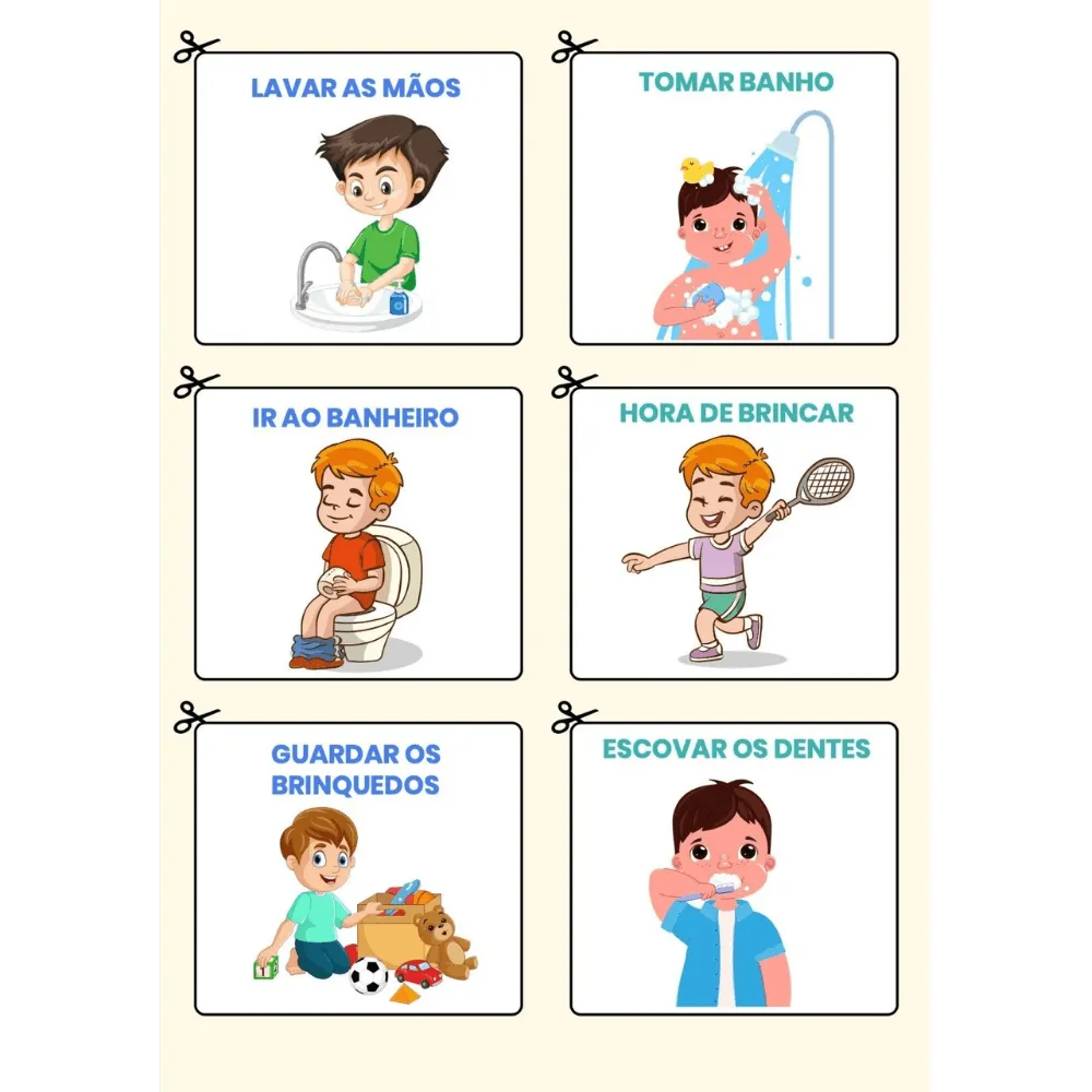 Cards de rotina diária infantil para imprimir pdf