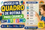 Modelo de quadro de rotina para crianças com autismo